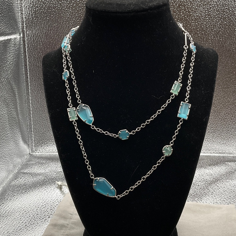 EUC Blue Multi-Stone Long Layered silver- Jackinta Necklace